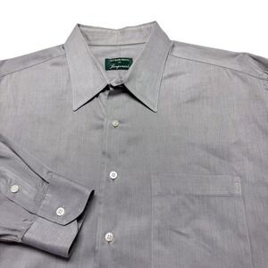 Gitman Bros Dress Shirt‎ Mens 17.5 32 Gray Long Sleeve 100% Cotton Made USA